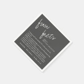 Serviette En Papier Gris Blanc Script Fun Facts Cocktail Mariage (Coin)