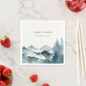 Serviette En Papier Gris Blush Green Blue Mountains Pine Mariage (En situation)