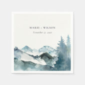 Serviette En Papier Gris Blush Green Blue Mountains Pine Mariage (Devant)