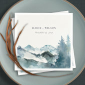 Serviette En Papier Gris Blush Green Blue Mountains Pine Mariage