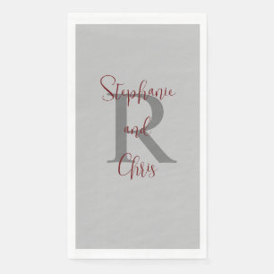 Serviette En Papier Gris Bourgogne Nom Monogramme Papier Serviette d'h