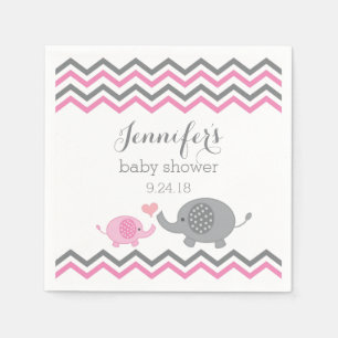 Serviette En Papier Gris Chevron de rose de serviettes de baby shower