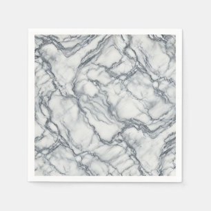 Serviette En Papier Gris Chic & Aspect Marbre Blanc Glamour