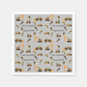 Serviette En Papier Gris Construction Thème Bilingue Anniversaire Fête (Devant)