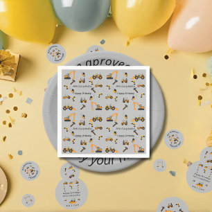 Serviette En Papier Gris Construction Thème Bilingue Anniversaire Fête