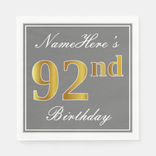 Serviette En Papier Gris élégant, anniversaire d'or de Faux