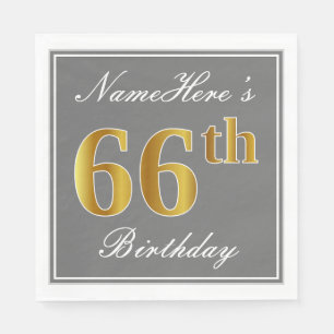 Serviette En Papier Gris élégant, anniversaire d'or de Faux