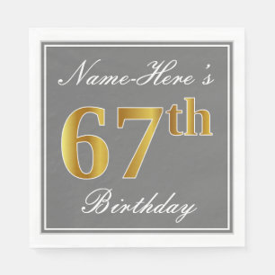 Serviette En Papier Gris élégant, anniversaire d'or de Faux
