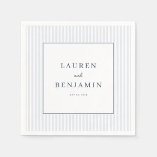 Serviette En Papier Gris Élégant Rayé Minimaliste