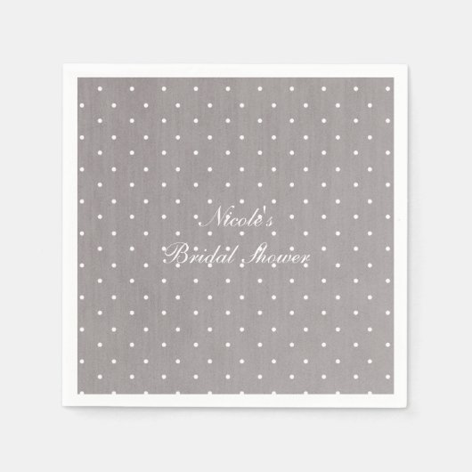 Serviette En Papier Gris et blanc Petits Pois Moderne Chic (Devant)