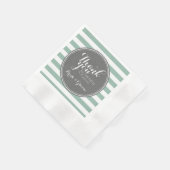 Serviette En Papier Gris et Menthe - Merci Mariée Marié (Coin)