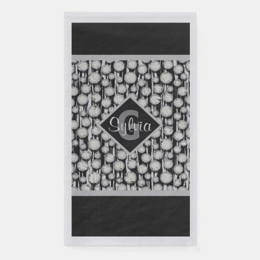 Serviette En Papier Gris et Noir Pois Monogrammes (Devant)