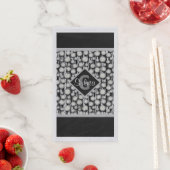 Serviette En Papier Gris et Noir Pois Monogrammes (En situation)