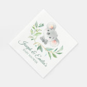 Serviette En Papier Gris et vert Koala Baby shower Genre Neutre (Coin)