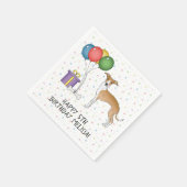 Serviette En Papier Gris Italien Blanc Et Faun - Joyeux Anniversaire (Coin)