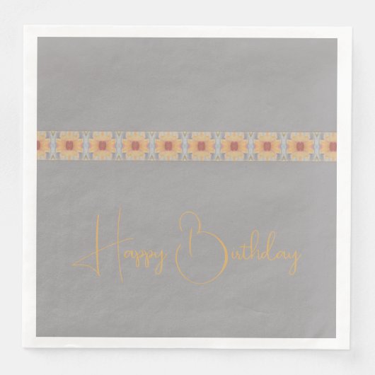 Serviette En Papier Gris Léger Avec Accentuation Florale (Devant)