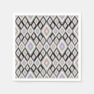 Serviette En Papier Gris, lilas, corail rhombus sur un noir