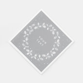Serviette En Papier Gris + Main blanche imprimé Holly Wreath Noël (Coin)