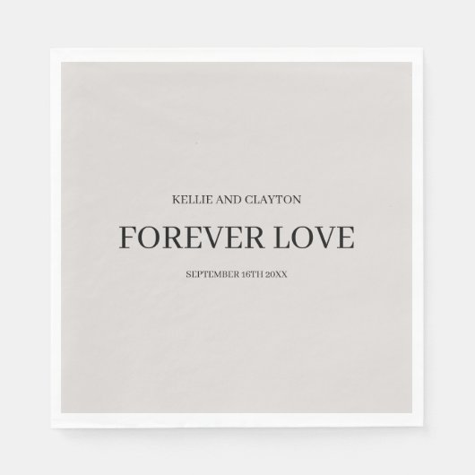Serviette En Papier Gris Mariage simple (Devant)