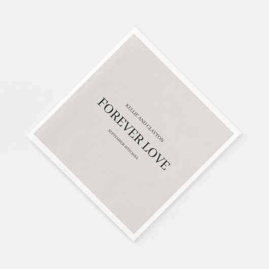 Serviette En Papier Gris Mariage simple (Coin)