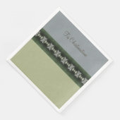 Serviette En Papier Gris Moderne Avec Vert (Coin)