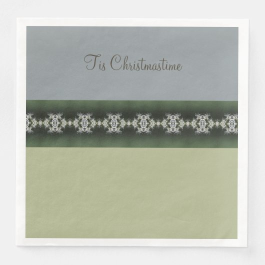 Serviette En Papier Gris Moderne Avec Vert (Devant)