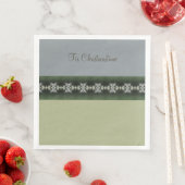 Serviette En Papier Gris Moderne Avec Vert (En situation)