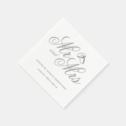 Serviette En Papier Gris mou M et Mme mariage papier serviettes (Coin)