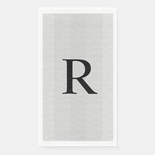 Serviette En Papier Gris neutre texturé Monogramme (Devant)