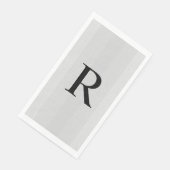 Serviette En Papier Gris neutre texturé Monogramme (Coin)