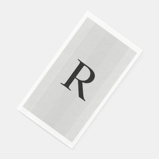 Serviette En Papier Gris neutre texturé Monogramme (Coin)