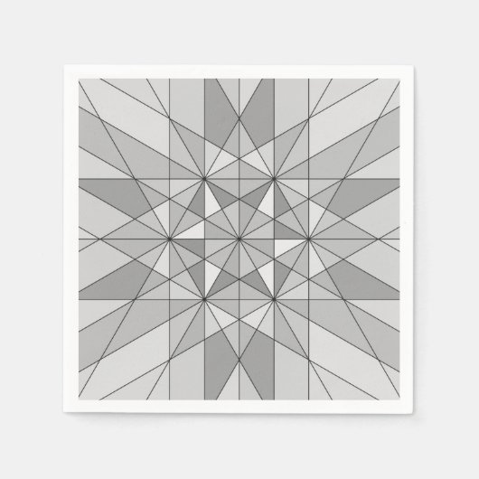 Serviette En Papier Gris noir Mosaïque Triangle Motif rétro (Devant)