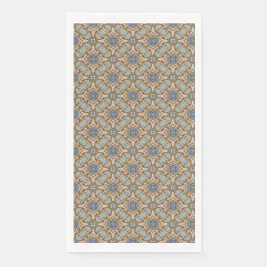 Serviette En Papier Gris, orange, Motif carrelé Diamant Bleu (Devant)