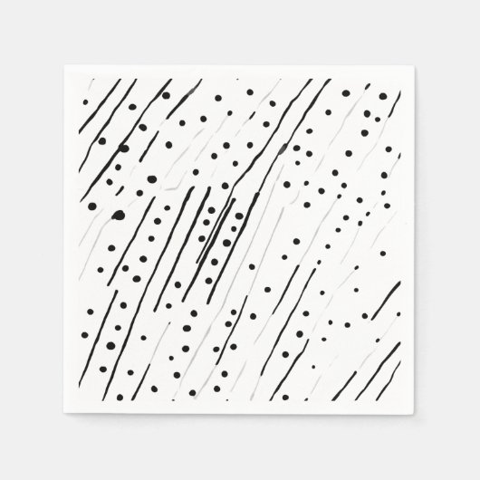 Serviette En Papier Gris ou pois noir, blanc, gris motif (Devant)