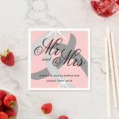Serviette En Papier Gris rose M. et Mme mariage (En situation)