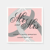 Serviette En Papier Gris rose M. et Mme mariage (Devant)