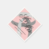 Serviette En Papier Gris rose M. et Mme mariage (Coin)