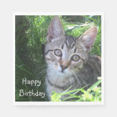 Serviette En Papier Gris Tabby Chat Anniversaire (Devant)