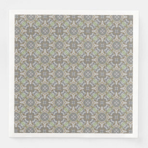 Serviette En Papier Gris, Taupe, Diamant Vert, Motif Carrelé