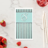 Serviette En Papier Gris, turquoise et blanc (En situation)