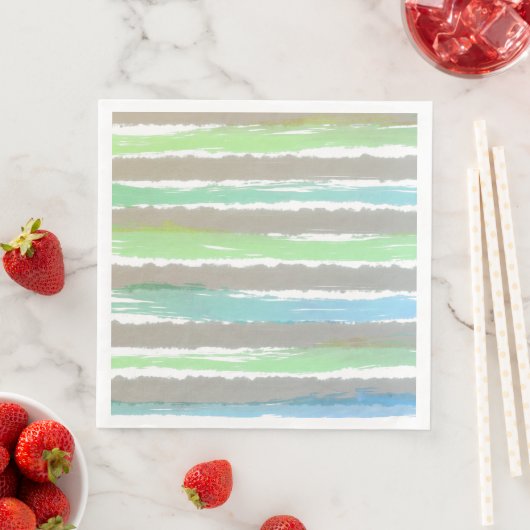 Serviette En Papier Gris Vert Bleu Blanc Aquarelle Gris (En situation)