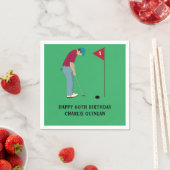 Serviette En Papier Gris Vert Golfeur Thème (En situation)