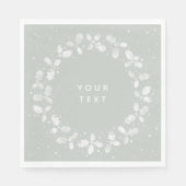 Serviette En Papier Gris vert main imprimé Holly Wreath Noël (Devant)