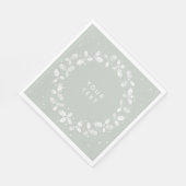 Serviette En Papier Gris vert main imprimé Holly Wreath Noël (Coin)
