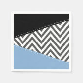 Serviette En Papier Gris Zigzag, Gris Chevron, Motif Zigzag, Bleu (Devant)