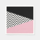Serviette En Papier Gris Zigzag, Gris Chevron, Motif Zigzag, Rose (Devant)