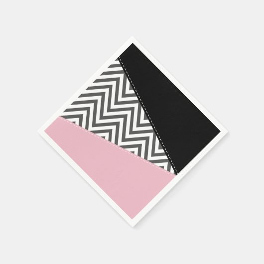 Serviette En Papier Gris Zigzag, Gris Chevron, Motif Zigzag, Rose (Coin)