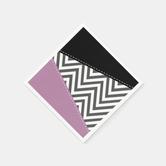 Serviette En Papier Gris Zigzag, Gris Chevron, Motif Zigzag, Violet (Coin)