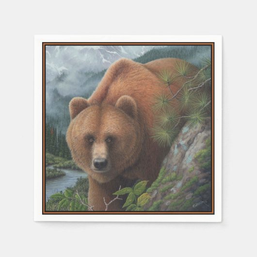 Serviette En Papier Grizzly Bear (Devant)