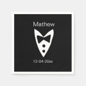 Serviette En Papier groomsman ajouter nom année noir arc chemise crava (Devant)